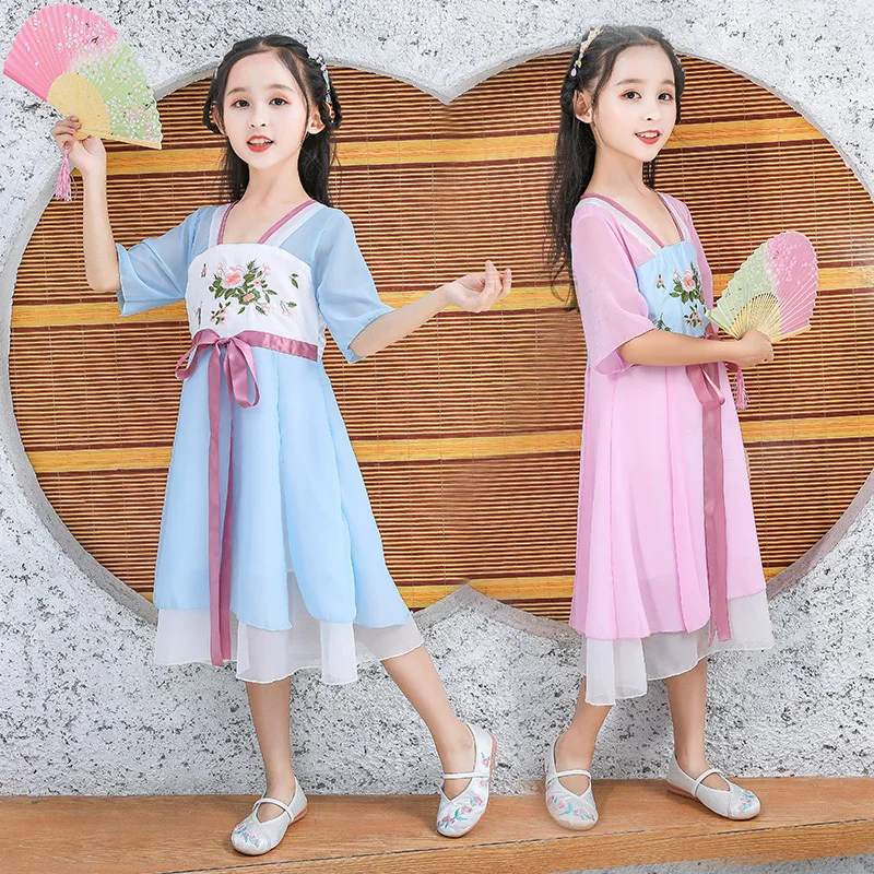 Girls' Hanfu, Children's Ancient Costume, Summer Dress, Short Sleeve Antique Skirt, Fairy Light Gauze, Tang Suit Wholesale
Girls' Hanfu, Children's Ancient Costume, Summer Dress, Short Sleeve Antique Skirt, Fairy Light Gauze, Tang Suit Wholesale