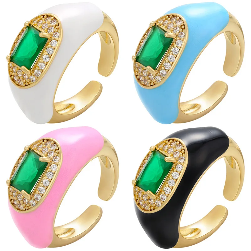 2021 New T-Drill Glossy Surface Dripping Oil Micro inlay Drill Rings For Women Lady's Gold Color Red Green Finger Ring Jewelr
2021 New T-Drill Glossy Surface Dripping Oil Micro inlay Drill Rings For Women Lady's Gold Color Red Green Finger Ring Jewelr