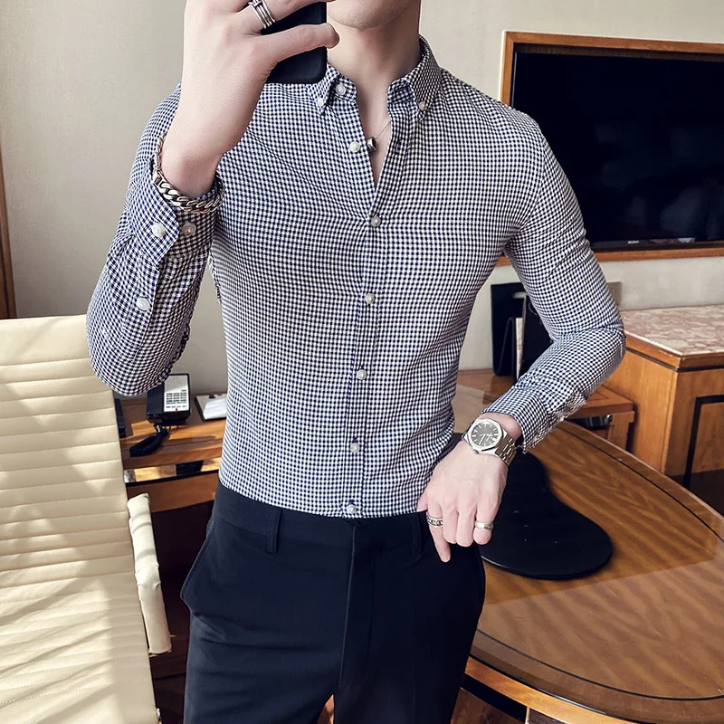 2020 Plaid Business Casual Shirt Men Long Sleeve Slim Fit Work Social Dress Tops British Style Male Clothing Camisa Masculina
2020 Plaid Business Casual Shirt Men Long Sleeve Slim Fit Work Social Dress Tops British Style Male Clothing Camisa Masculina