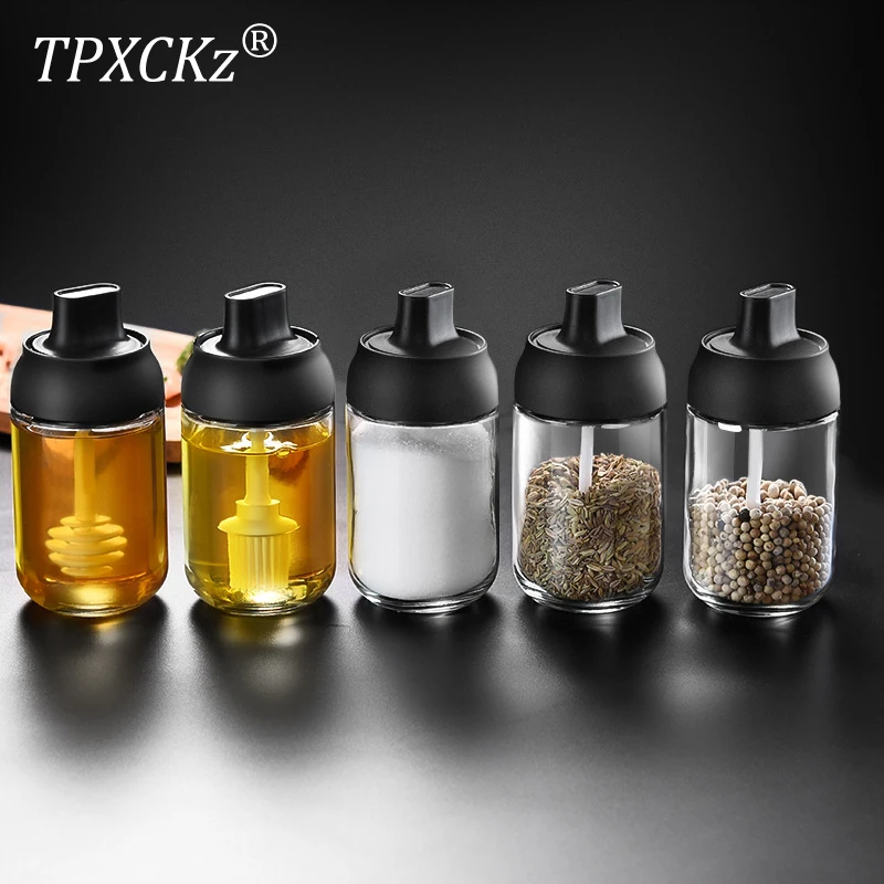 TPXCKz Glass Seasoning Box With Spoon/Brush Condiment Jar Reusable Condiment Cruet Bottle Spice Jar Kitchen Supplies (140*70mm)
TPXCKz Glass Seasoning Box With Spoon/Brush Condiment Jar Reusable Condiment Cruet Bottle Spice Jar Kitchen Supplies (140*70mm)