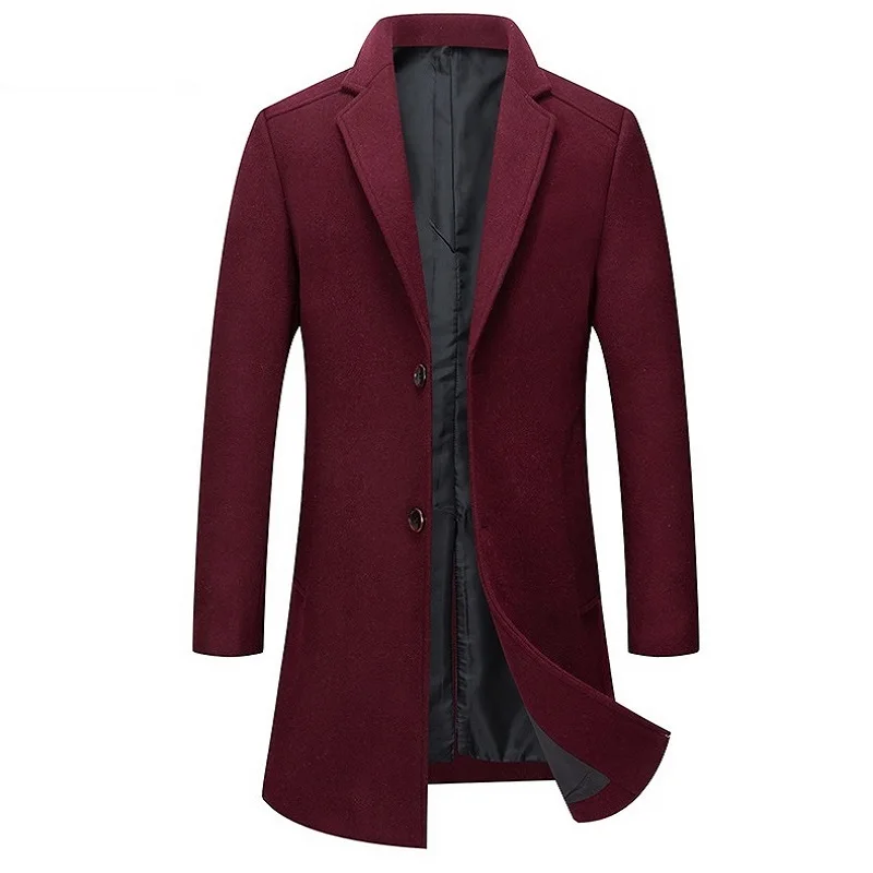 

Men Cardigans Jacket Wool Blends Thick Coats Winter Pea Coat Fleece Slim Fit Cotton Trench Male Outwear Windproof Overcoat