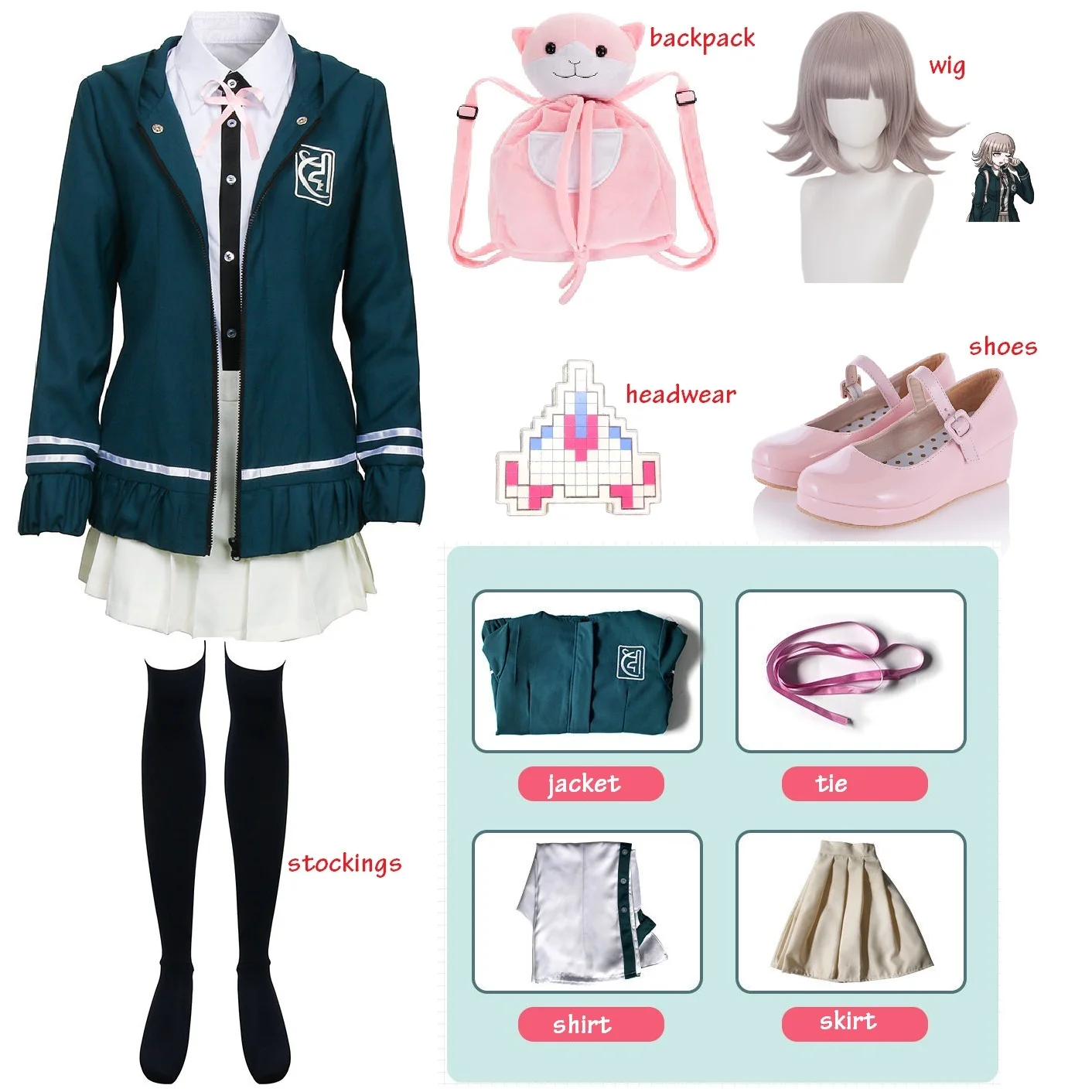 Аниме Danganronpa Chiaki Nanami Косплэй форменная куртка рубашка парика полный набор для Для