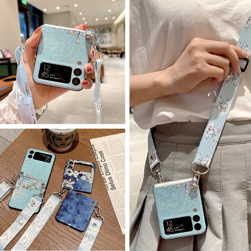 Glitter Bling Flowers Corssboby Case For Samsung Galaxy Z Flip 3 5G Hard Plastic Shoulder Strap Lanyard Chain Phone Cover Coque
Glitter Bling Flowers Corssboby Case For Samsung Galaxy Z Flip 3 5G Hard Plastic Shoulder Strap Lanyard Chain Phone Cover Coque