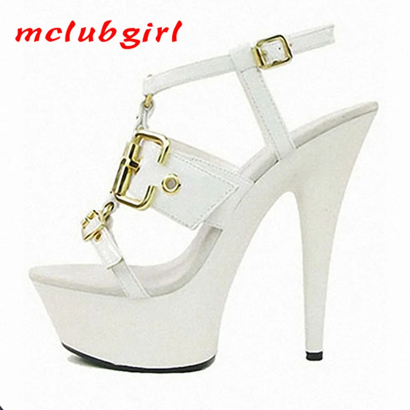 Mclubgirl 15cm Heels New Style Fresh Metal Buckle Super High Heel Thin One Word Buckle Strap Sexy Thick Bottom Sandal LYP
Mclubgirl 15cm Heels New Style Fresh Metal Buckle Super High Heel Thin One Word Buckle Strap Sexy Thick Bottom Sandal LYP