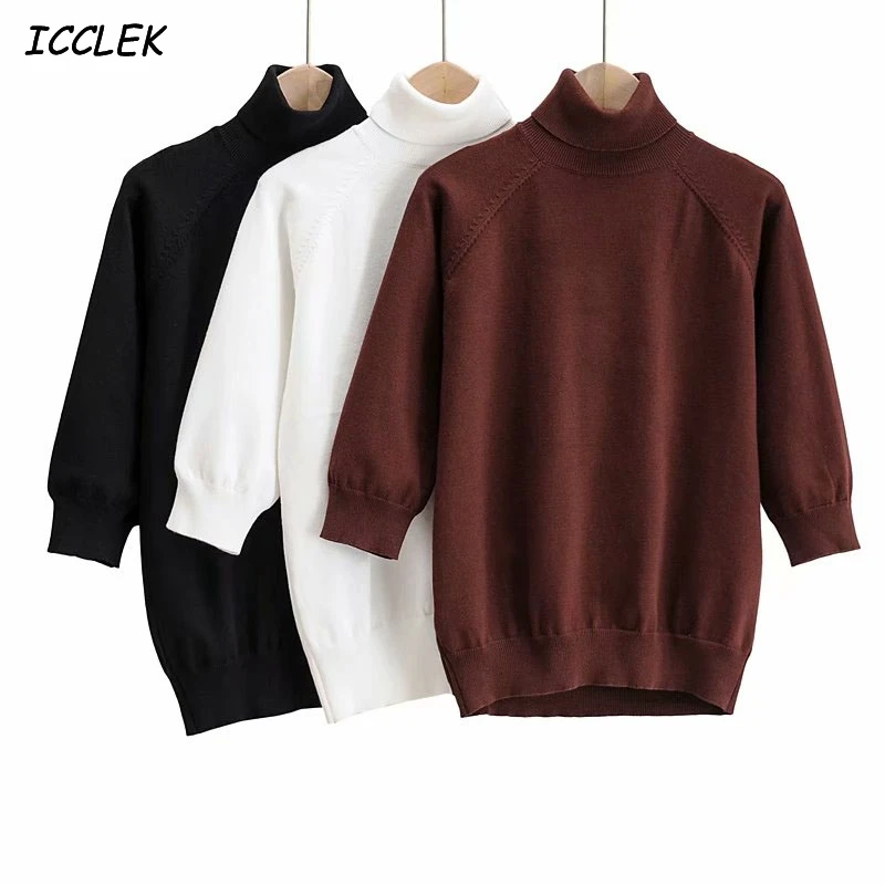Women's Sweater Turtleneck Knitted Pullover Elegant Female Jumper Za2020 Autumn Winter Black Three Quarter Loose Casual Knitwear
Women's Sweater Turtleneck Knitted Pullover Elegant Female Jumper Za2020 Autumn Winter Black Three Quarter Loose Casual Knitwear