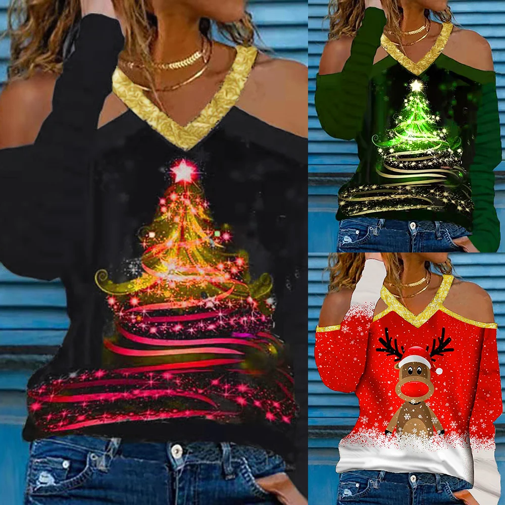 Women Christmas T-Shirt Long Sleeve Blouses Hollow Out Fashion Casual Ladies Blouses Tee Shirt Jumper V Neck Female T-Shirt
Women Christmas T-Shirt Long Sleeve Blouses Hollow Out Fashion Casual Ladies Blouses Tee Shirt Jumper V Neck Female T-Shirt