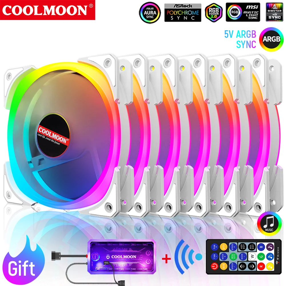 Coolmoon 120mm 5V ARGB Cooling Fan Mute PC Computer Case Cooler With IR Remote Heat sink PWM RGB Radiator For Gamer Cabinet Fans
Coolmoon 120mm 5V ARGB Cooling Fan Mute PC Computer Case Cooler With IR Remote Heat sink PWM RGB Radiator For Gamer Cabinet Fans
