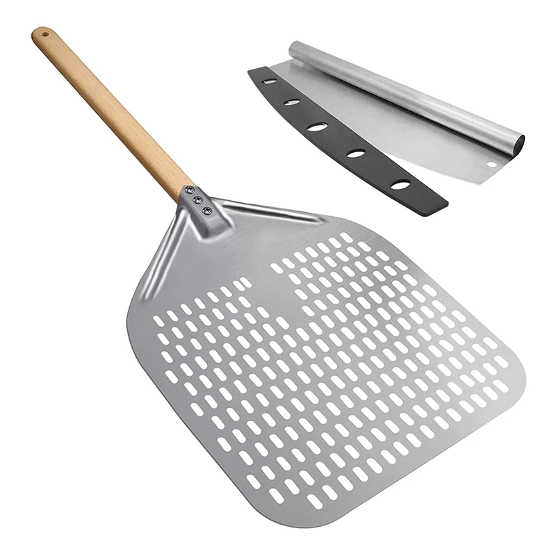 Perforated Pizza Peel, 12 Inch Anodized Aluminum Pizza Paddle with Detachable Handle Rectangular Pizza Turning Peel
Perforated Pizza Peel, 12 Inch Anodized Aluminum Pizza Paddle with Detachable Handle Rectangular Pizza Turning Peel