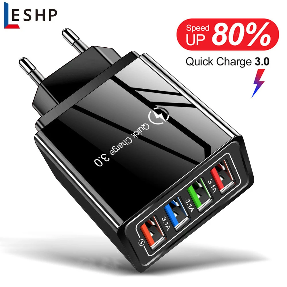 EU/US Plug USB Charger 3.0 For Phone Adapter For Huawei Mate 30 Tablet Portable Wall Mobile Charger 4 USB Travel Charging Head
EU/US Plug USB Charger 3.0 For Phone Adapter For Huawei Mate 30 Tablet Portable Wall Mobile Charger 4 USB Travel Charging Head
