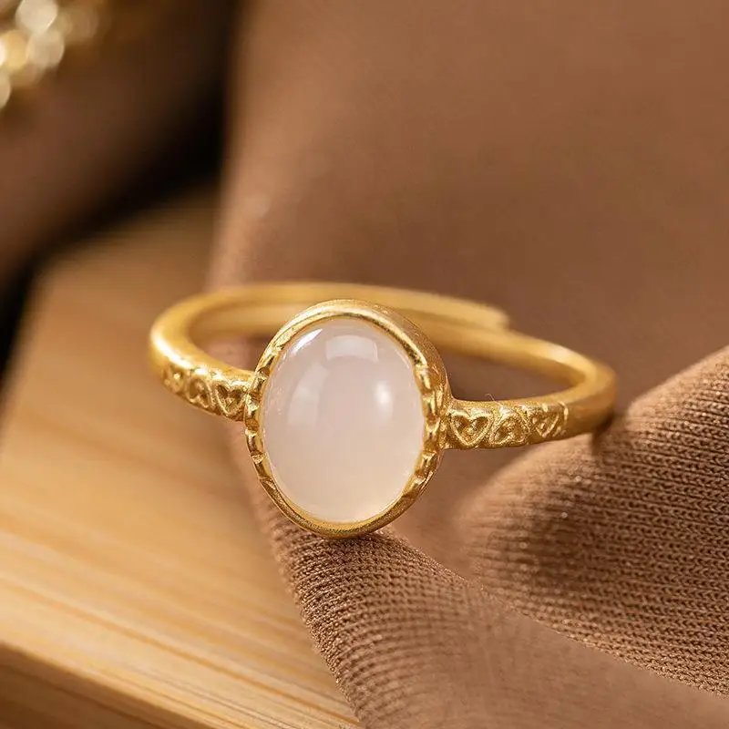 S925 Sterling Silver Natural Hetian Jade White Jade Inlaid Han Chinese Clothing Cheongsam Matching Temperament Women's Ring Gild
S925 Sterling Silver Natural Hetian Jade White Jade Inlaid Han Chinese Clothing Cheongsam Matching Temperament Women's Ring Gild