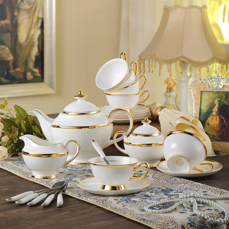 Gold Inlay Bone China Tea Set Europe Ceramic Coffee Set Porcelain Tea Cup Pot Teapot Teacup Sugar Bowl Milk Jug Ceremony Teaware
Gold Inlay Bone China Tea Set Europe Ceramic Coffee Set Porcelain Tea Cup Pot Teapot Teacup Sugar Bowl Milk Jug Ceremony Teaware
