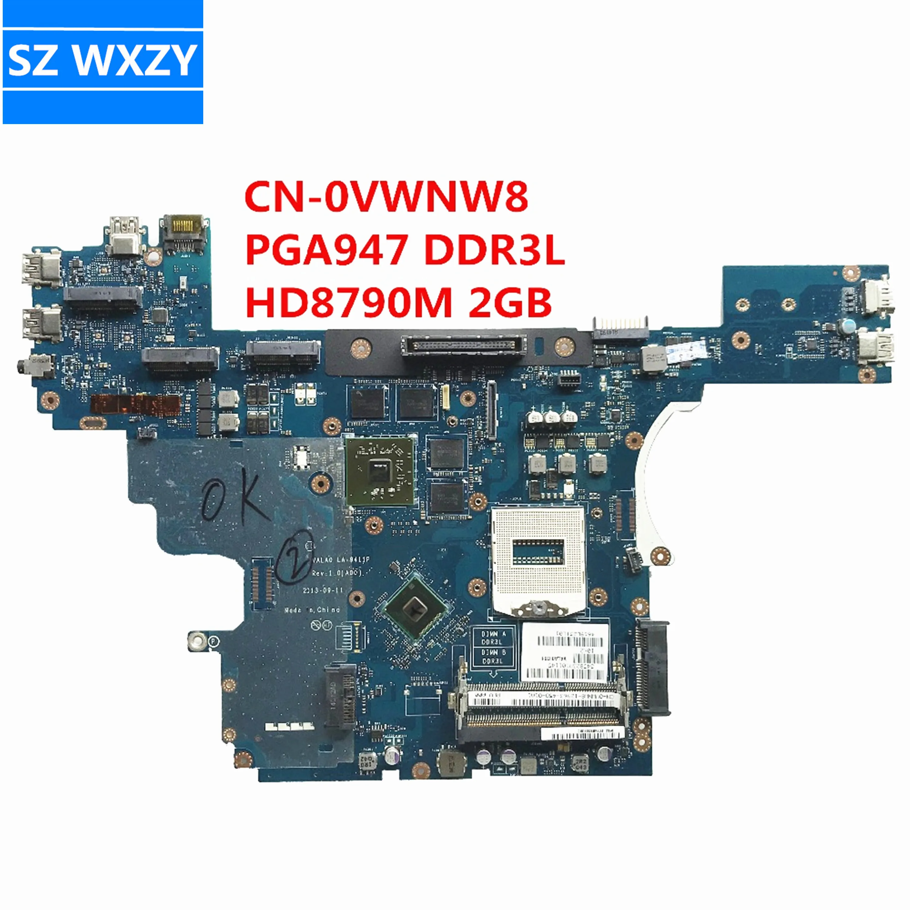 Материнская плата для ноутбука DELL E6540 CN-0VWNW8 0VWNW8 VWNW8 VALA0 LA-9411P PGA947 DDR3L HD8790M 2 ГБ 100%