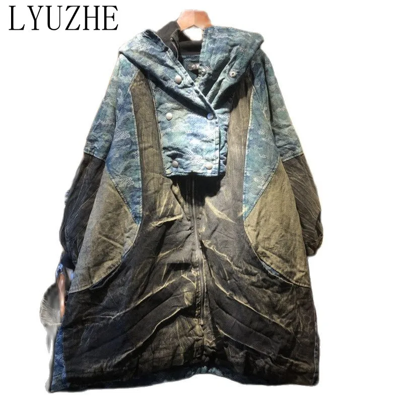 Женский джинсовый тренчкот LYUZHE, джинсовая куртка контрастных цветов с капюшоном в стиле ретро, модель TT129L на зиму, 2021
Женский джинсовый тренчкот LYUZHE, джинсовая куртка контрастных цветов с капюшоном в стиле ретро, модель TT129L на зиму, 2021