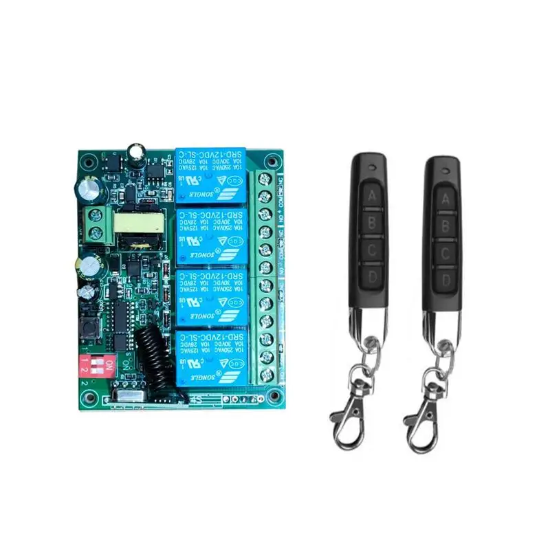433mhz AC 220v 4 CH RF Wireless Remote Control Receiver transmitter Motor / electric door /Household appliances
433mhz AC 220v 4 CH RF Wireless Remote Control Receiver transmitter Motor / electric door /Household appliances