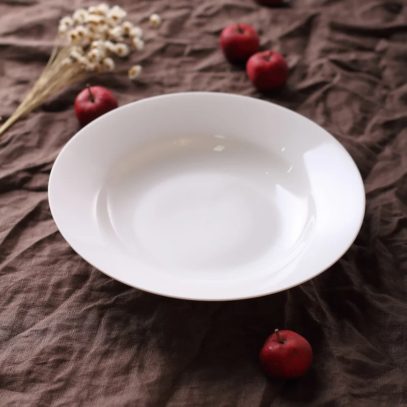 High-end bone china soup plate simple pure white round deep plate Chinese household ceramic tableware western food plate dish
High-end bone china soup plate simple pure white round deep plate Chinese household ceramic tableware western food plate dish
