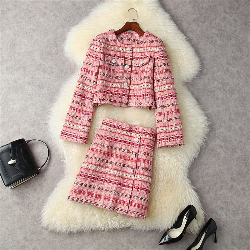 Runway Designer Fashion Tweed Dress Suit Women Full Sleeve Woolen Jacket with High Waisted Skirt Set Party Two Piece Outfit
Runway Designer Fashion Tweed Dress Suit Women Full Sleeve Woolen Jacket with High Waisted Skirt Set Party Two Piece Outfit