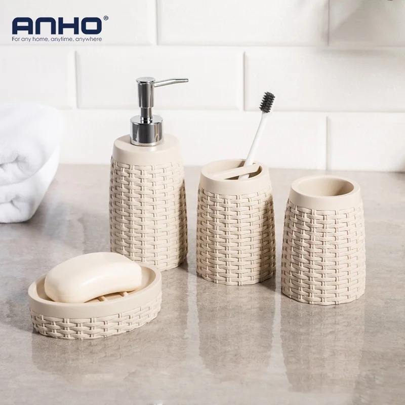 Rattan Resin Bathroom Accessories Set Natural Pattern Wicker Soap Dish Mouthwash Cup Toothbrush Cup Soap Dispenser Lotion Bottle
Rattan Resin Bathroom Accessories Set Natural Pattern Wicker Soap Dish Mouthwash Cup Toothbrush Cup Soap Dispenser Lotion Bottle