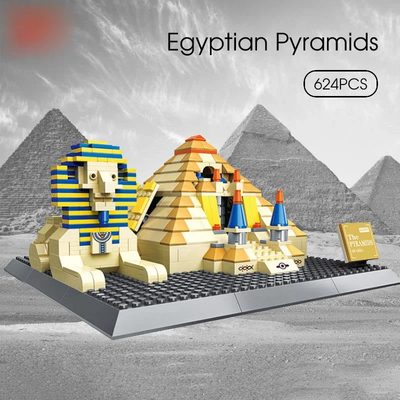 624pcs World's Famous Classic Architecture Egyptian pyramid Sphinx Models Building Blocks Sets Brick Toys for Child's Gift
624pcs World's Famous Classic Architecture Egyptian pyramid Sphinx Models Building Blocks Sets Brick Toys for Child's Gift