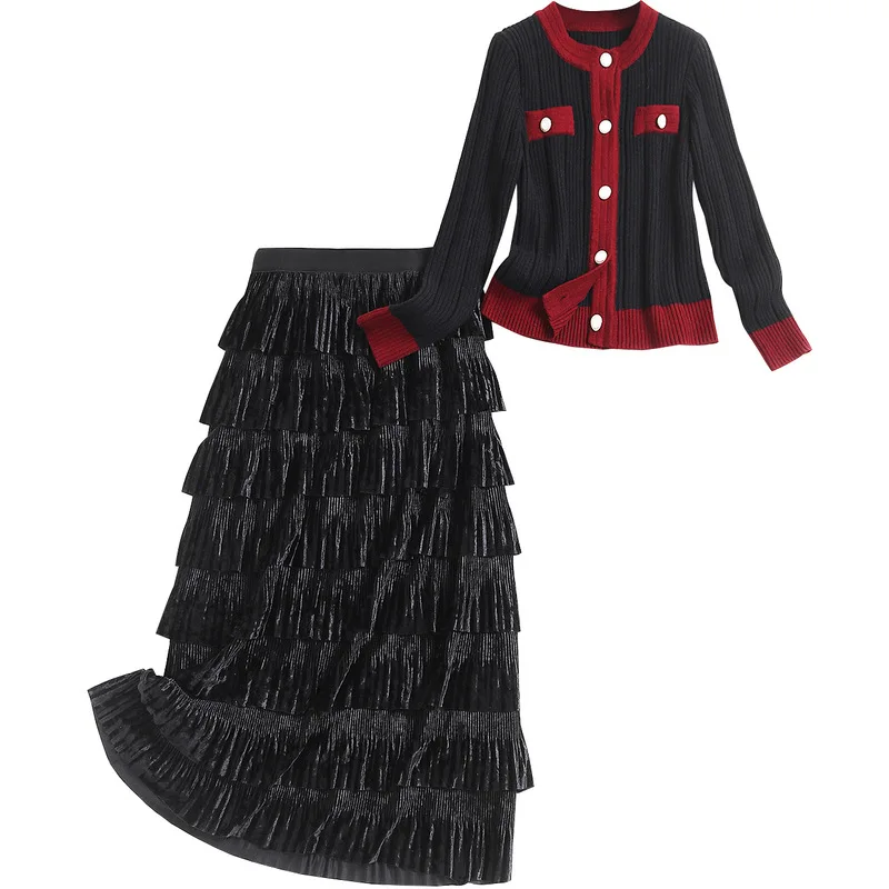 Autumn 2020 New Women's Two-Piece Suit Fashion Contrasting Color round Neck Sweater +Cake skirts Elastic Waist 60028
Autumn 2020 New Women's Two-Piece Suit Fashion Contrasting Color round Neck Sweater +Cake skirts Elastic Waist 60028