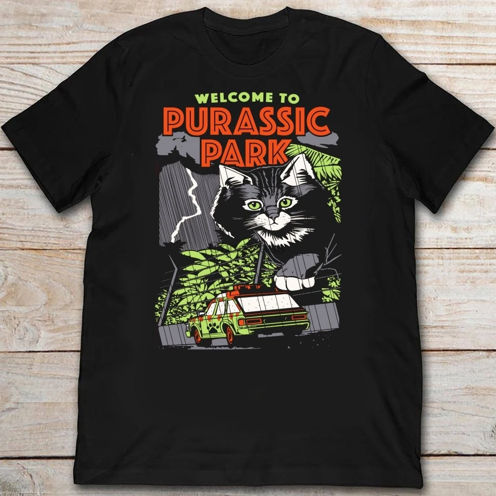 Добро пожаловать в Purassic Park Classic футболка с забавным котом подарок для любителей