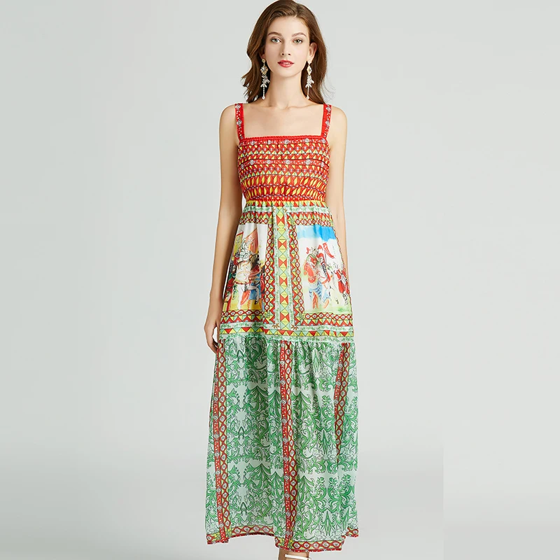 New Arrival Sleevelesss Boho Summer Dress Woman Sexy Spaghetti Strap Flower Print High Waist Holiday Beach Long Maxi Dress S7418
New Arrival Sleevelesss Boho Summer Dress Woman Sexy Spaghetti Strap Flower Print High Waist Holiday Beach Long Maxi Dress S7418