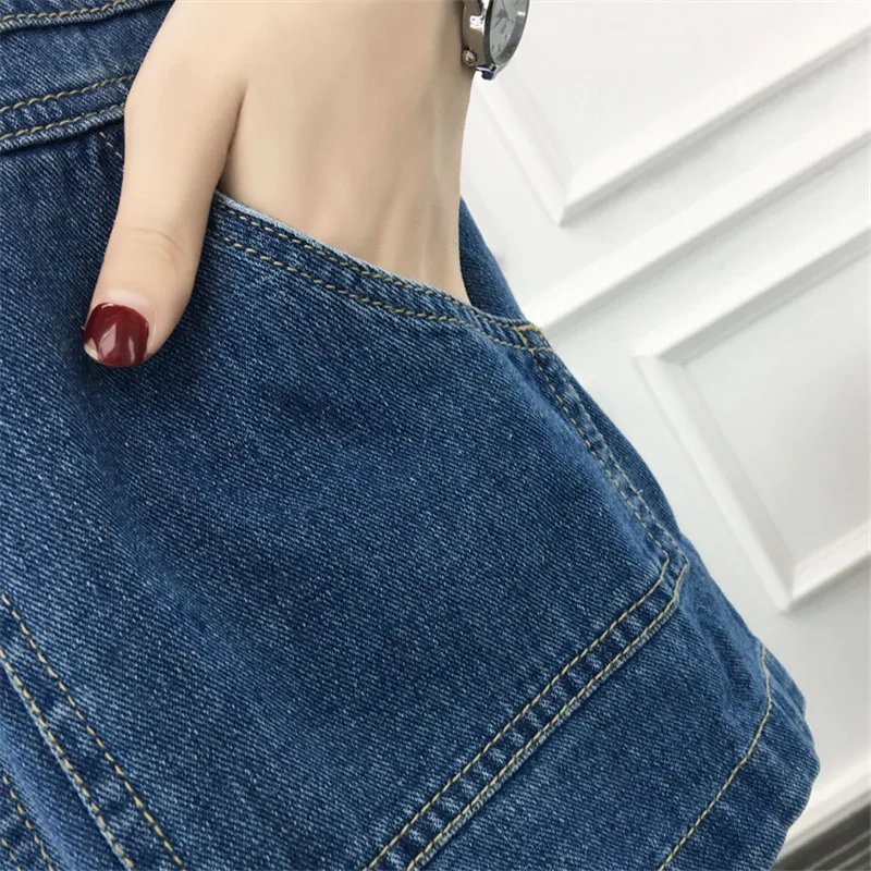 Clothing Denim Vest Women Spring Summer Casual POLO Collar Single-breasted Sleeveless Harajuku Jeans Female Tops Lady Z143 | Женская