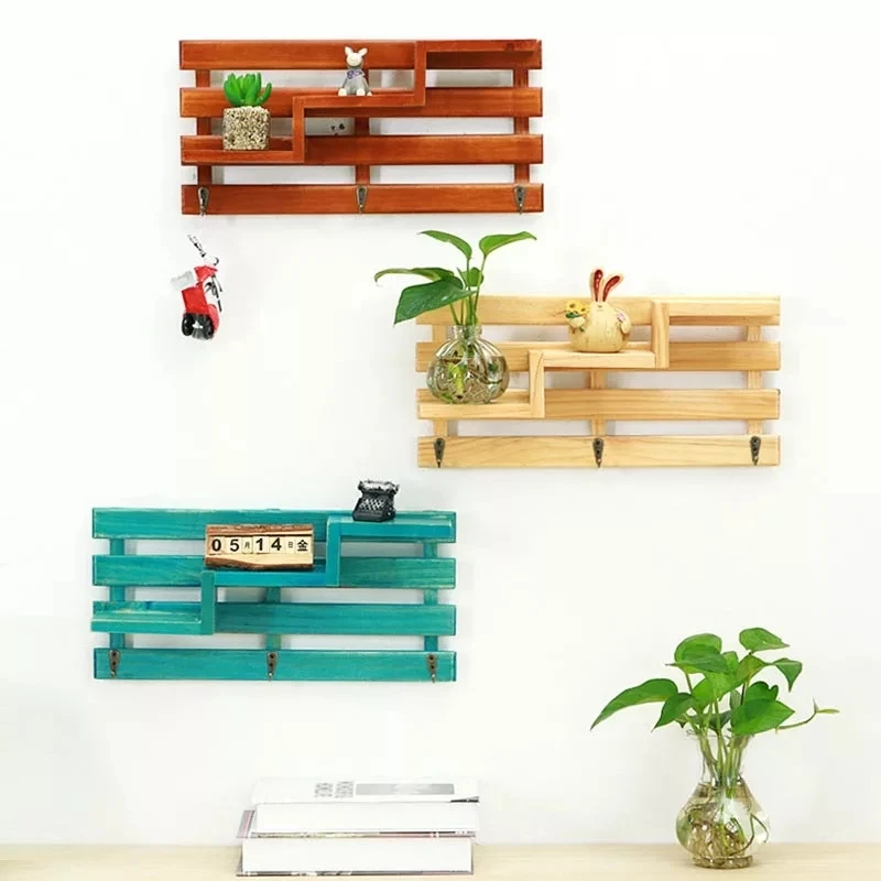 Retro Wall Mounted Wood Rack Shelf Holder Kitchen Bathroom Storage Rack Organizer Key Hanging Storage Holder Home Decoration
Retro Wall Mounted Wood Rack Shelf Holder Kitchen Bathroom Storage Rack Organizer Key Hanging Storage Holder Home Decoration