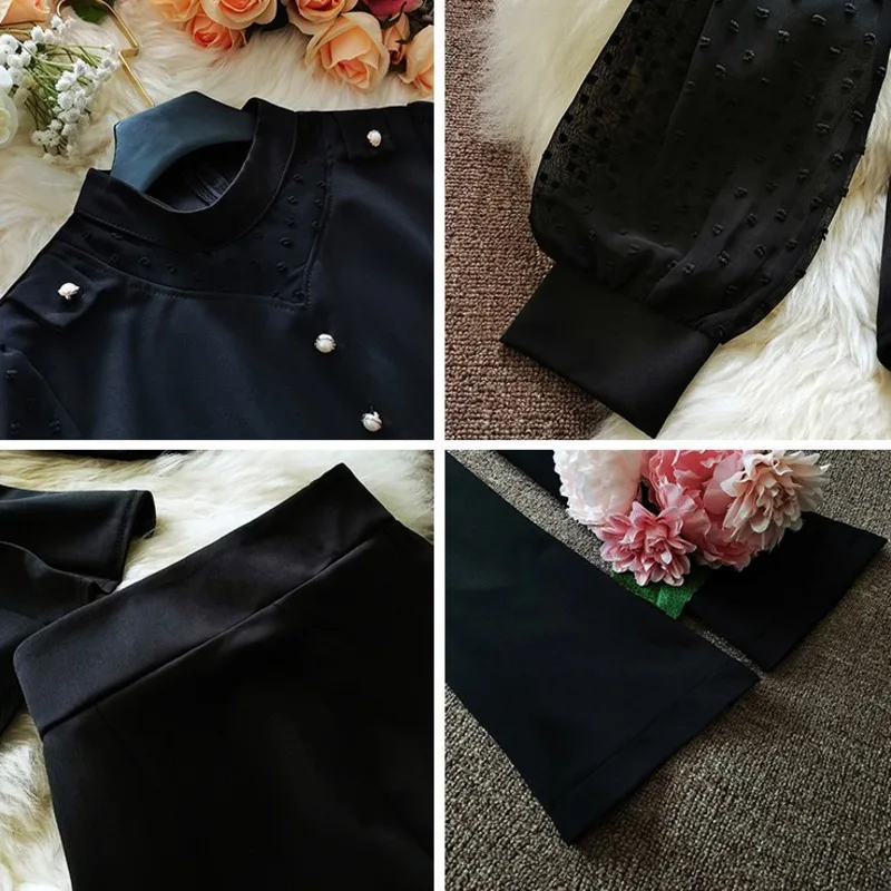 2020 autumn new style OL temperament round neck lantern sleeves ruffled blouse high waist micro-flared pants suit women
2020 autumn new style OL temperament round neck lantern sleeves ruffled blouse high waist micro-flared pants suit women