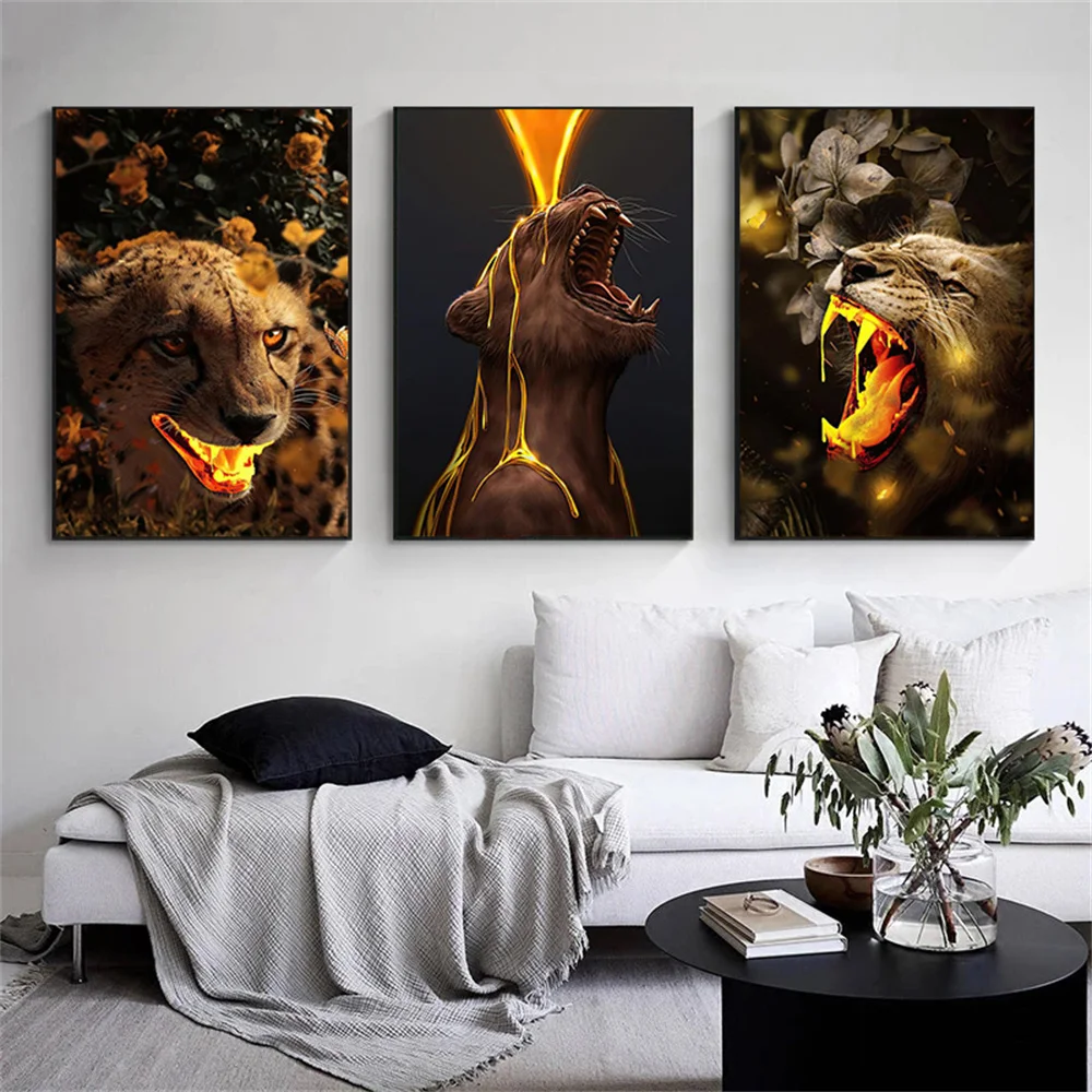 Modern Flowers and lioness Canvas Art Posters And Prints Magma and Panthers Animals Wall Painting For living room Home Decor 
Modern Flowers and lioness Canvas Art Posters And Prints Magma and Panthers Animals Wall Painting For living room Home Decor