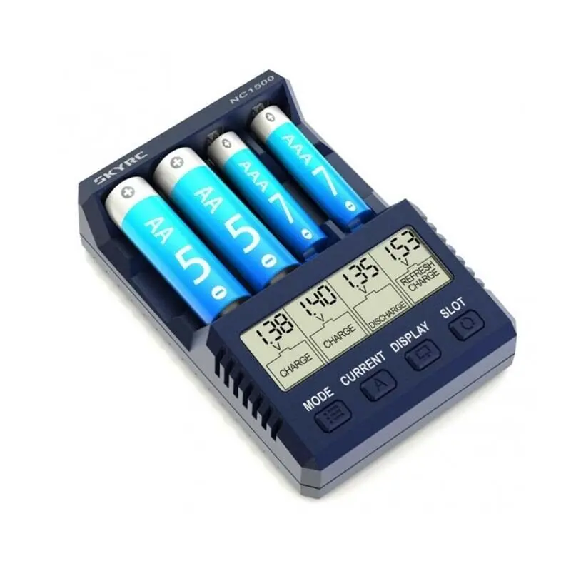 New SKYRC NC1500 5V 2.1A 4 Slots LCD AA/AAA Battery Charger & Analyzer NiMH Batteries Charger Discharge & Refresh
New SKYRC NC1500 5V 2.1A 4 Slots LCD AA/AAA Battery Charger & Analyzer NiMH Batteries Charger Discharge & Refresh