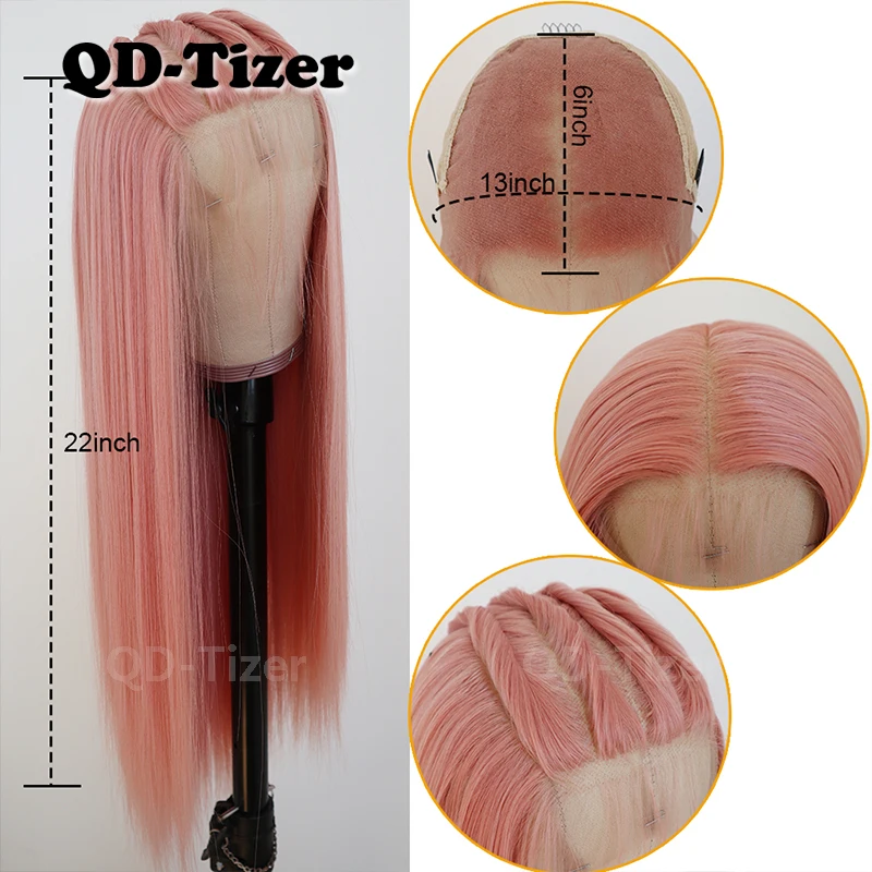 QD-Tizer 13*6 синтетические передние парики половина рук Термостойкое волокно замена