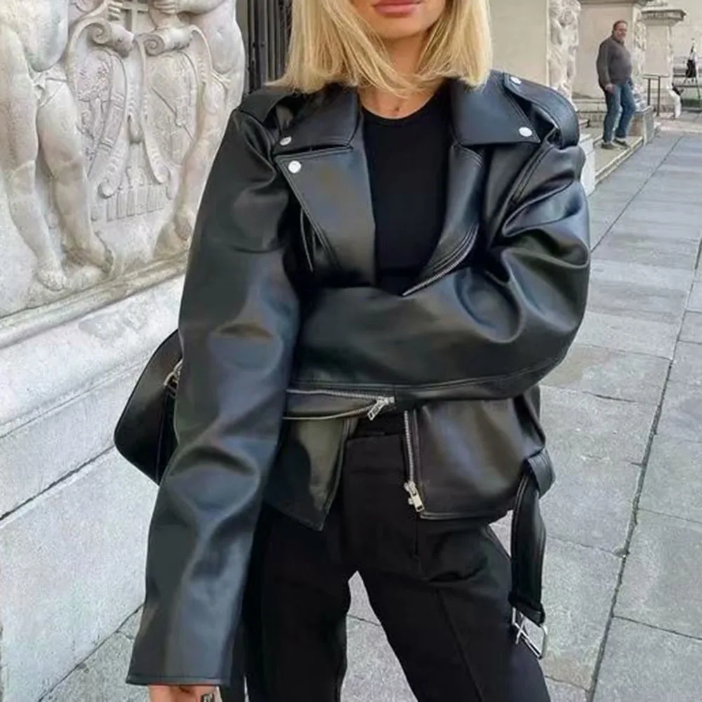 Gothic Casual Loose PU Jackets Coats Women 2021 Spring Autumn Punk Motobiker Style Outwear Long Sleeve Highstreet Fashion Trendy
Gothic Casual Loose PU Jackets Coats Women 2021 Spring Autumn Punk Motobiker Style Outwear Long Sleeve Highstreet Fashion Trendy