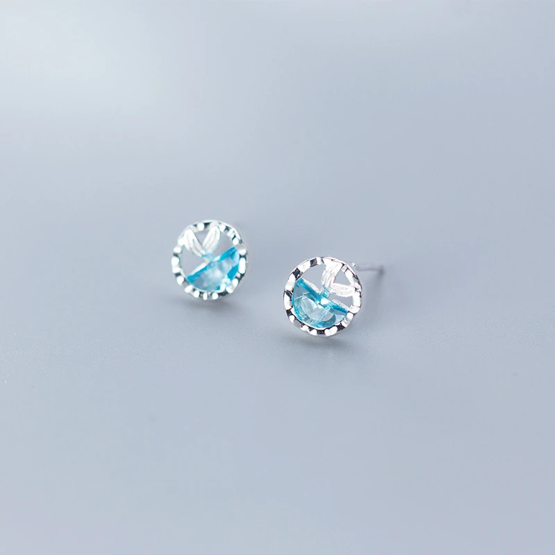 925 Sterling Silver Summer Elements Blue Ocean Fishtail Round Stud Earrings For Women Lady Daughter Gift
925 Sterling Silver Summer Elements Blue Ocean Fishtail Round Stud Earrings For Women Lady Daughter Gift