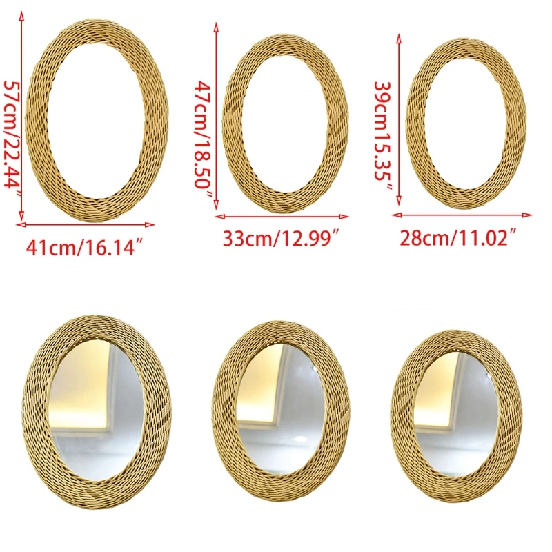 Rattan Hanging Wall Mirror Innovative Art Decor Oval Dressing Makeup Mirrors for Apartment Living Room Bathroom Photo Props
Rattan Hanging Wall Mirror Innovative Art Decor Oval Dressing Makeup Mirrors for Apartment Living Room Bathroom Photo Props