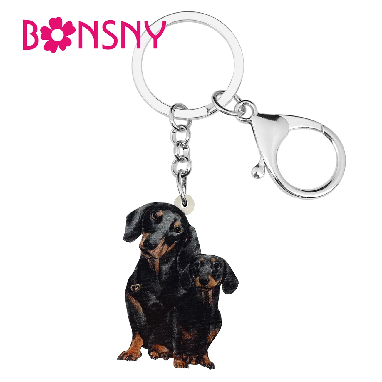 BONSNY Mother's Day Acrylic Sweet Black Dachshund Dogs Keychains Fashion Purse Key Chains Rings Novelty Jewelry For Women Girls
BONSNY Mother's Day Acrylic Sweet Black Dachshund Dogs Keychains Fashion Purse Key Chains Rings Novelty Jewelry For Women Girls