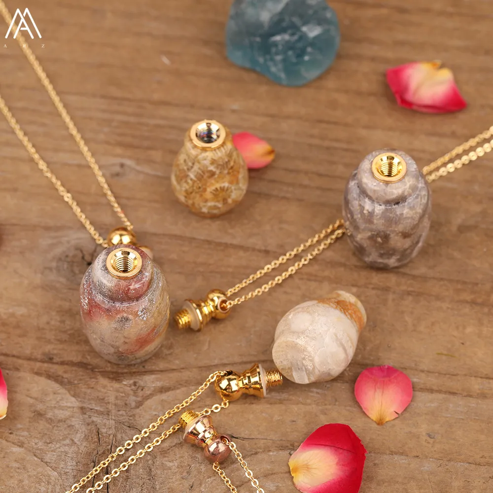 Natural Coral Jades Gold Perfume Bottle Pendant Necklace Women Flower Fossils Gourd Shape Diffuser Vial Jewelry Gift Dropship
Natural Coral Jades Gold Perfume Bottle Pendant Necklace Women Flower Fossils Gourd Shape Diffuser Vial Jewelry Gift Dropship