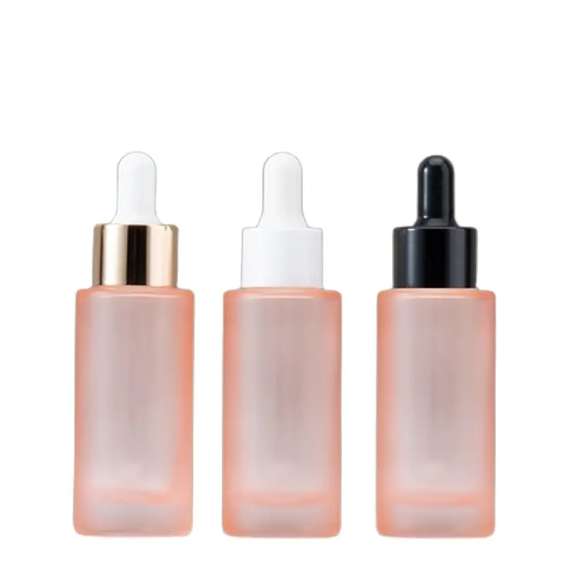

Dropper Bottle 30ML 1oz Cosmetic Packaging Refillable Bottles Empty Cute Pink Frosted Glass Essential Oil Pipette Vials 10pcs