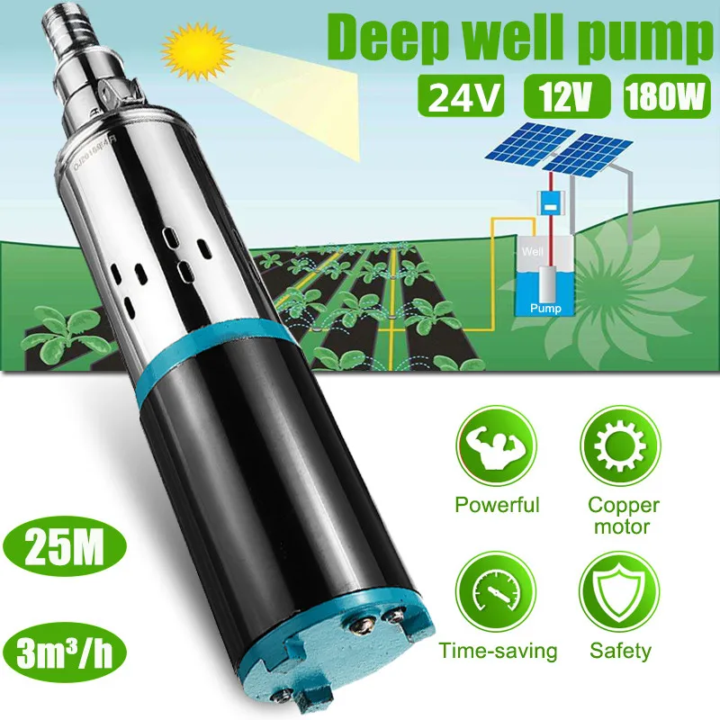 12V/24V DC 180W Deep Well Pump Lift 25m Screw Submersible Pump Garden Home Agricultural Irrigation Bore Hole Solar Water Pump
12V/24V DC 180W Deep Well Pump Lift 25m Screw Submersible Pump Garden Home Agricultural Irrigation Bore Hole Solar Water Pump