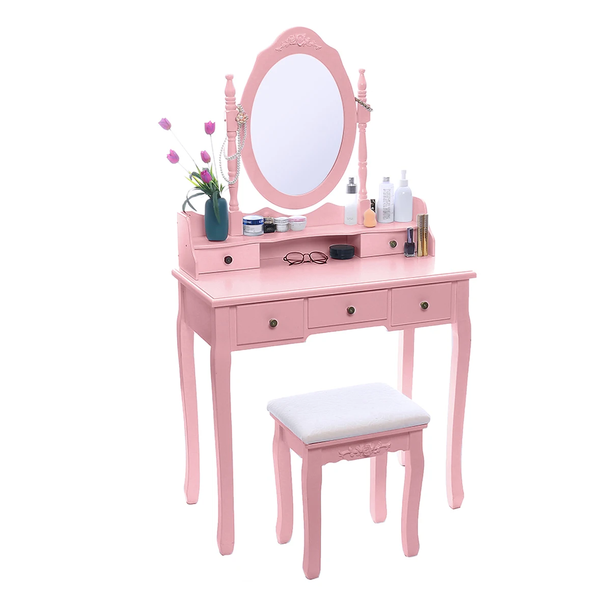 Dressers for Bedroom Europe Style Dressing Table Furniture Makeup Mirror Makeup Table in MDF with 5 Drawers 1 Mirrors
Dressers for Bedroom Europe Style Dressing Table Furniture Makeup Mirror Makeup Table in MDF with 5 Drawers 1 Mirrors