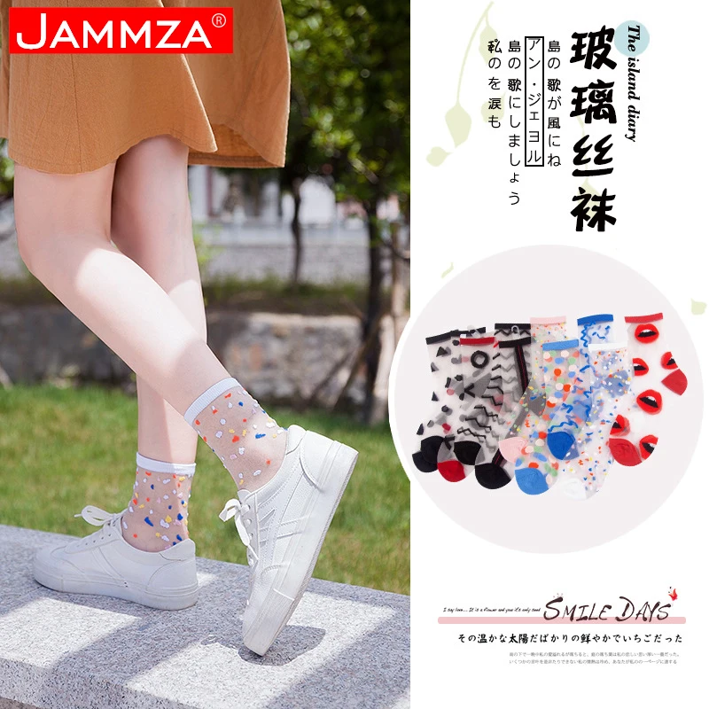 Spring Summer Ultra-thin Glass filament Socks Woman Printing Dots Korean Style Silk Socks Cute Stripe Transparent Socks Designer
Spring Summer Ultra-thin Glass filament Socks Woman Printing Dots Korean Style Silk Socks Cute Stripe Transparent Socks Designer