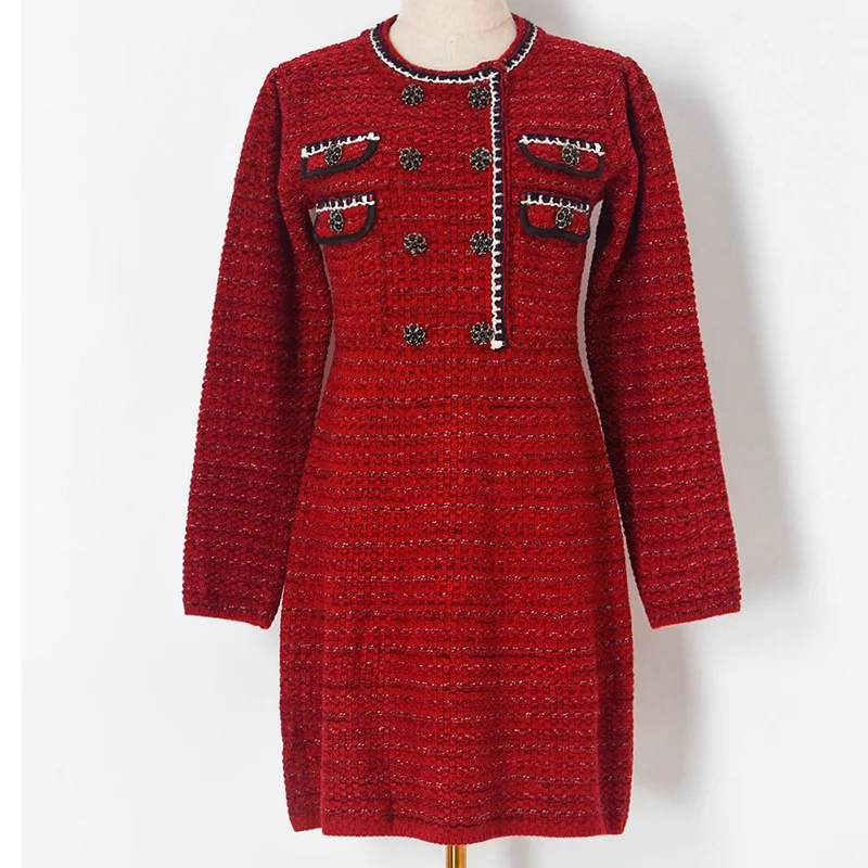 Женское трикотажное платье в стиле ретро, элегантное модное двубортное приталенное платье с имитацией карманов, короткое платье с длинным рукавом, новая брендовая одежда на осень и зиму
Женское трикотажное платье в стиле ретро, элегантное модное двубортное приталенное платье с имитацией карманов, короткое платье с длинным рукавом, новая брендовая одежда на осень и зиму