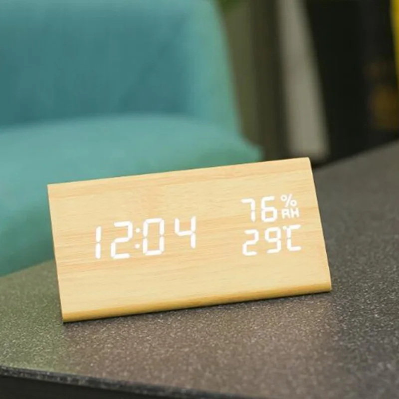 Wooden Digital Alarm Clock LED Alarm Clock USB/Battery Powered Dimmer Indoor Hygrometer Thermometer Clock with Sound Control
Wooden Digital Alarm Clock LED Alarm Clock USB/Battery Powered Dimmer Indoor Hygrometer Thermometer Clock with Sound Control