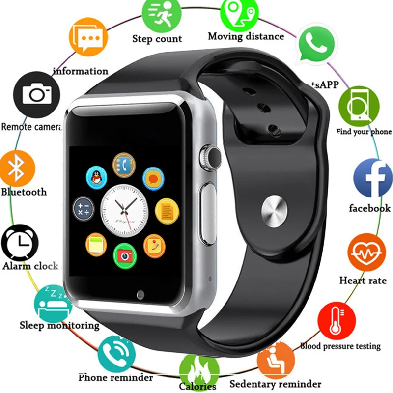 Смарт часы A1 спортивные с шагомером sim камерой умные для смартфонов на Android