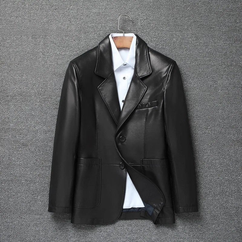 Genuine Mens Leather Jacket Single Breasted Slim Fashion Business Casual Classic Real Sheepskin Suit Jackets Men Coat Plus Size
Genuine Mens Leather Jacket Single Breasted Slim Fashion Business Casual Classic Real Sheepskin Suit Jackets Men Coat Plus Size