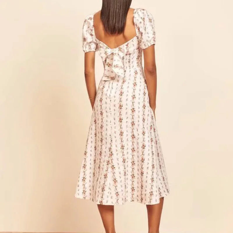 Summer Women Dress 2020 Sexy Party Square Collar Short Sleeve Beach Sundress Casual Chiffon Print Long Dress Back Bow Boho Dress 
Summer Women Dress 2020 Sexy Party Square Collar Short Sleeve Beach Sundress Casual Chiffon Print Long Dress Back Bow Boho Dress