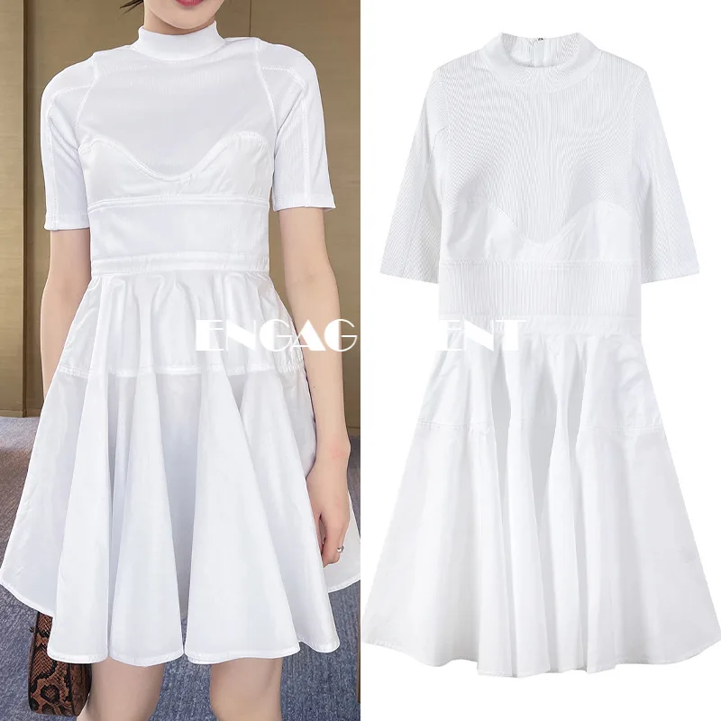 Женское облегающее платье с высоким воротником, Элегантное маленькое облегающее платье-трапеция с белой талией, лето 2021 
Женское облегающее платье с высоким воротником, Элегантное маленькое облегающее платье-трапеция с белой талией, лето 2021