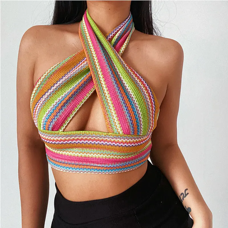 Mexican Rainbow Striped Tank Top Women Summer Knitted Backless Sleeveless Casual Y2K Off Shoulder Sexy Crop Tops
Mexican Rainbow Striped Tank Top Women Summer Knitted Backless Sleeveless Casual Y2K Off Shoulder Sexy Crop Tops