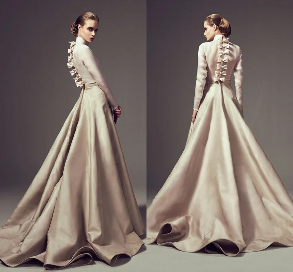 Bow Elegant High Neck Long Sleeve A Line Floor Length Evening party gown Satin Simple Vestido Longo mother of the bride dresses
Bow Elegant High Neck Long Sleeve A Line Floor Length Evening party gown Satin Simple Vestido Longo mother of the bride dresses