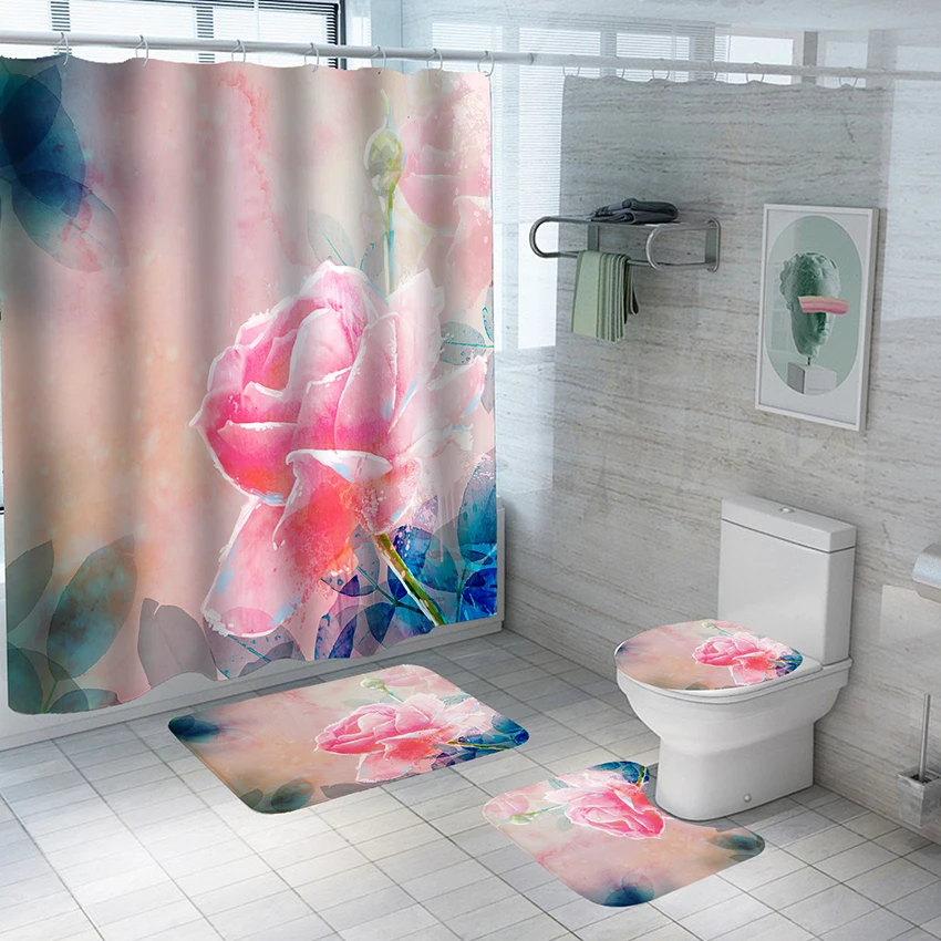 4 pcs/set Bathroom Waterproof Polyester Shower Curtain Non-slip Quick-drying Mat Thickened Floor Cover Dustproof Toilet Cover
4 pcs/set Bathroom Waterproof Polyester Shower Curtain Non-slip Quick-drying Mat Thickened Floor Cover Dustproof Toilet Cover