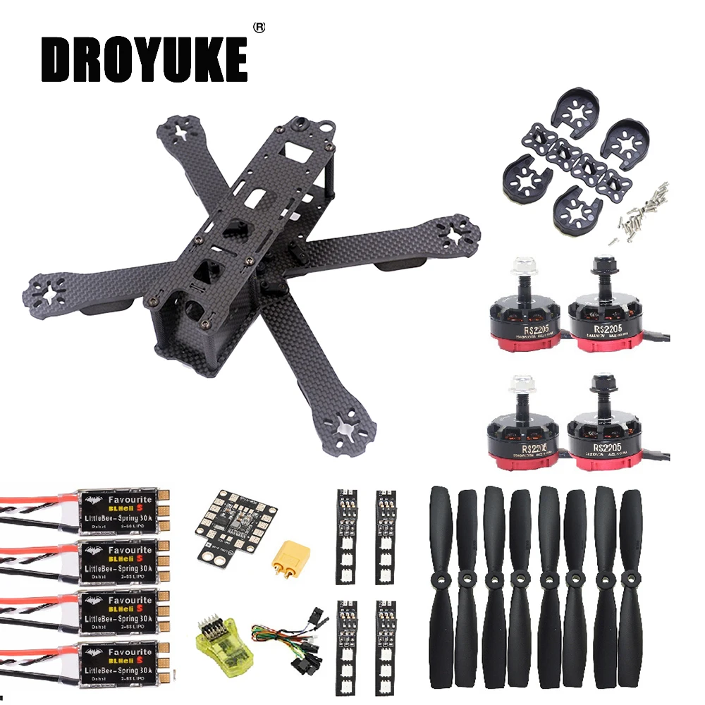 Droyuke QAV 220mm Carbon Fiber Racing Drone Quadcopter CC3D Flight Controller RS2205 2300KV Motor and LittleBee 30A-S ESC BLHeli
Droyuke QAV 220mm Carbon Fiber Racing Drone Quadcopter CC3D Flight Controller RS2205 2300KV Motor and LittleBee 30A-S ESC BLHeli